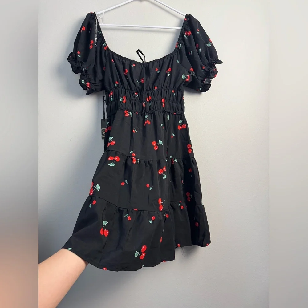 Black Cherry Print SunDress Mini Dress NWT - Picture 11 of 11